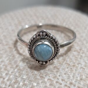 Silver Ring with Blue Laramar Stone